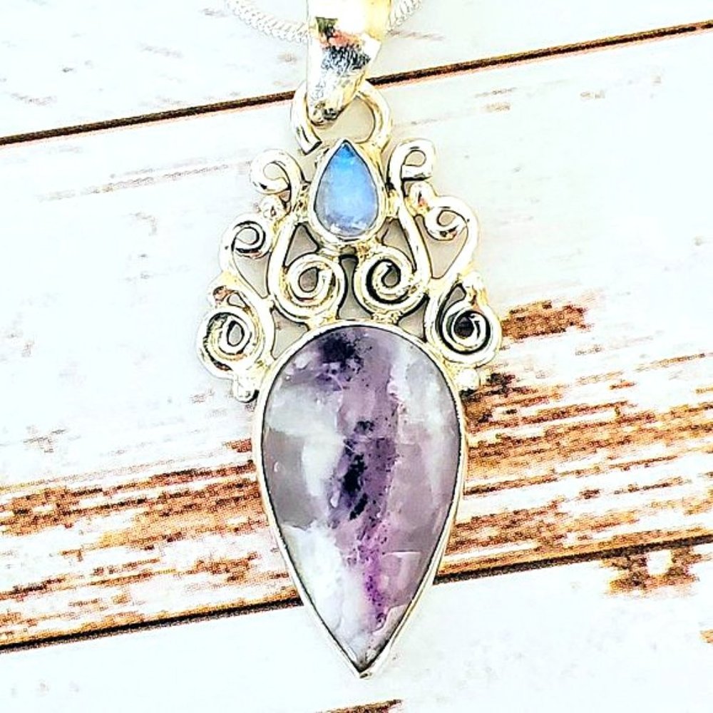 Violet Flame Opal Sterling Silver Pendent